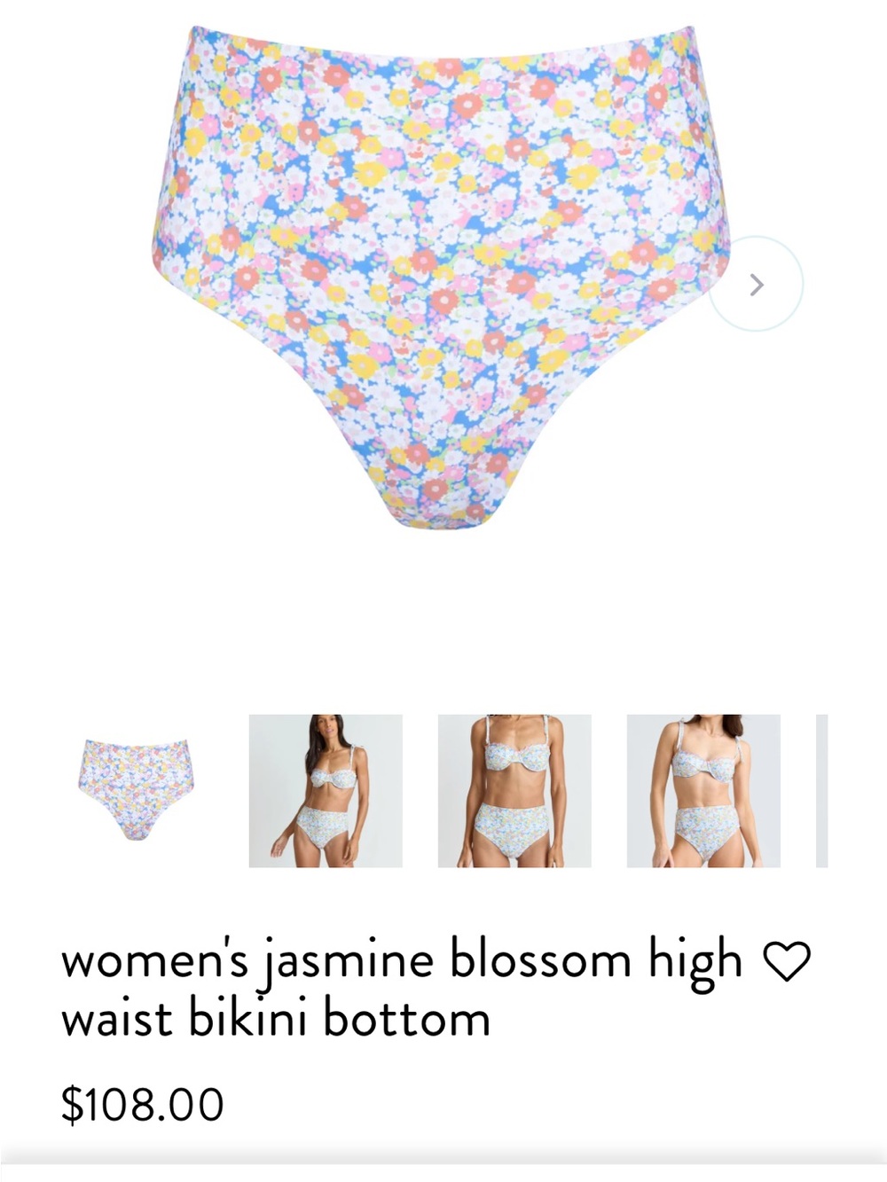 Minnow Jasmine Blossom High-Waist Bikini Bottom - Multicolor Floral